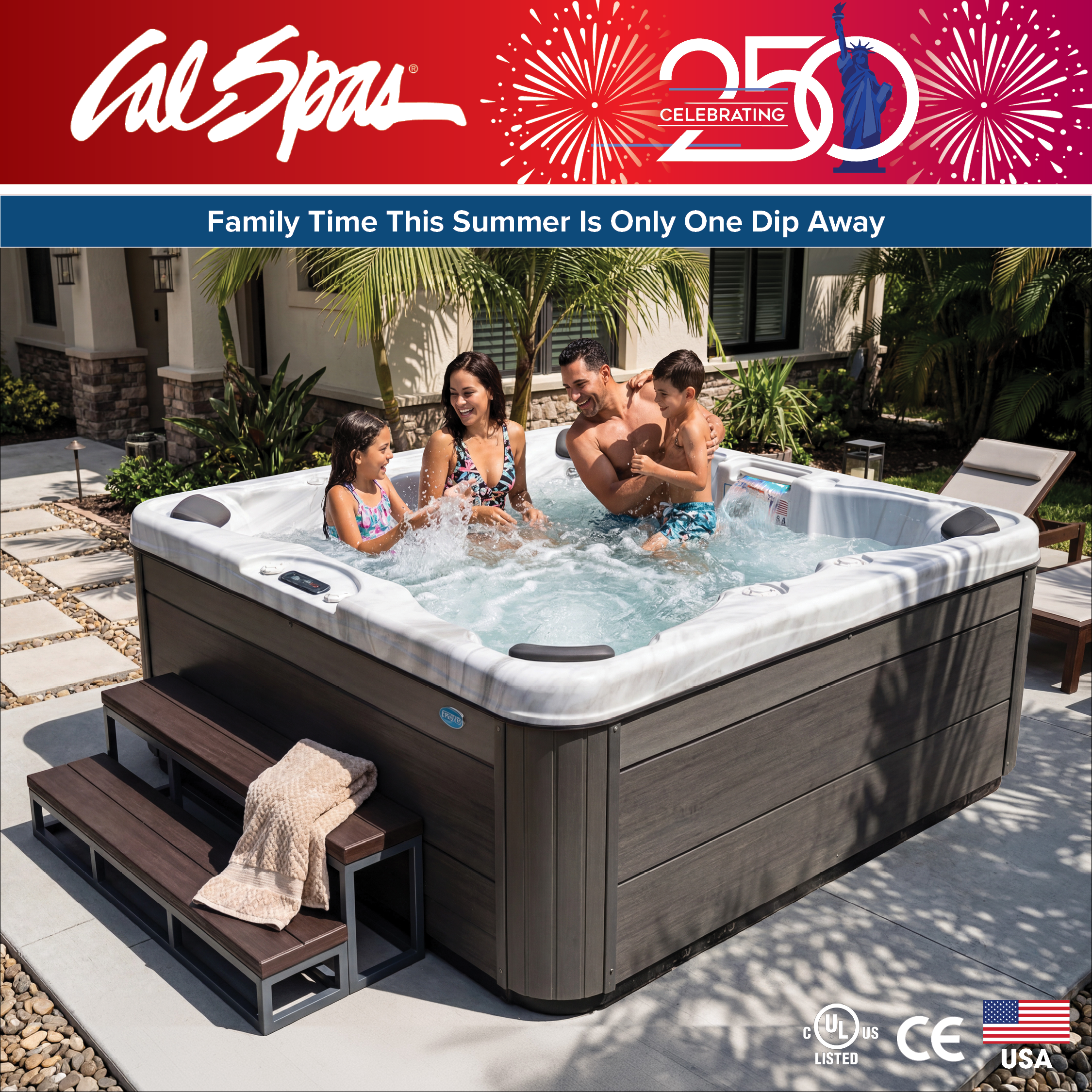 Calspas hot tub being used in a family setting - Kingman